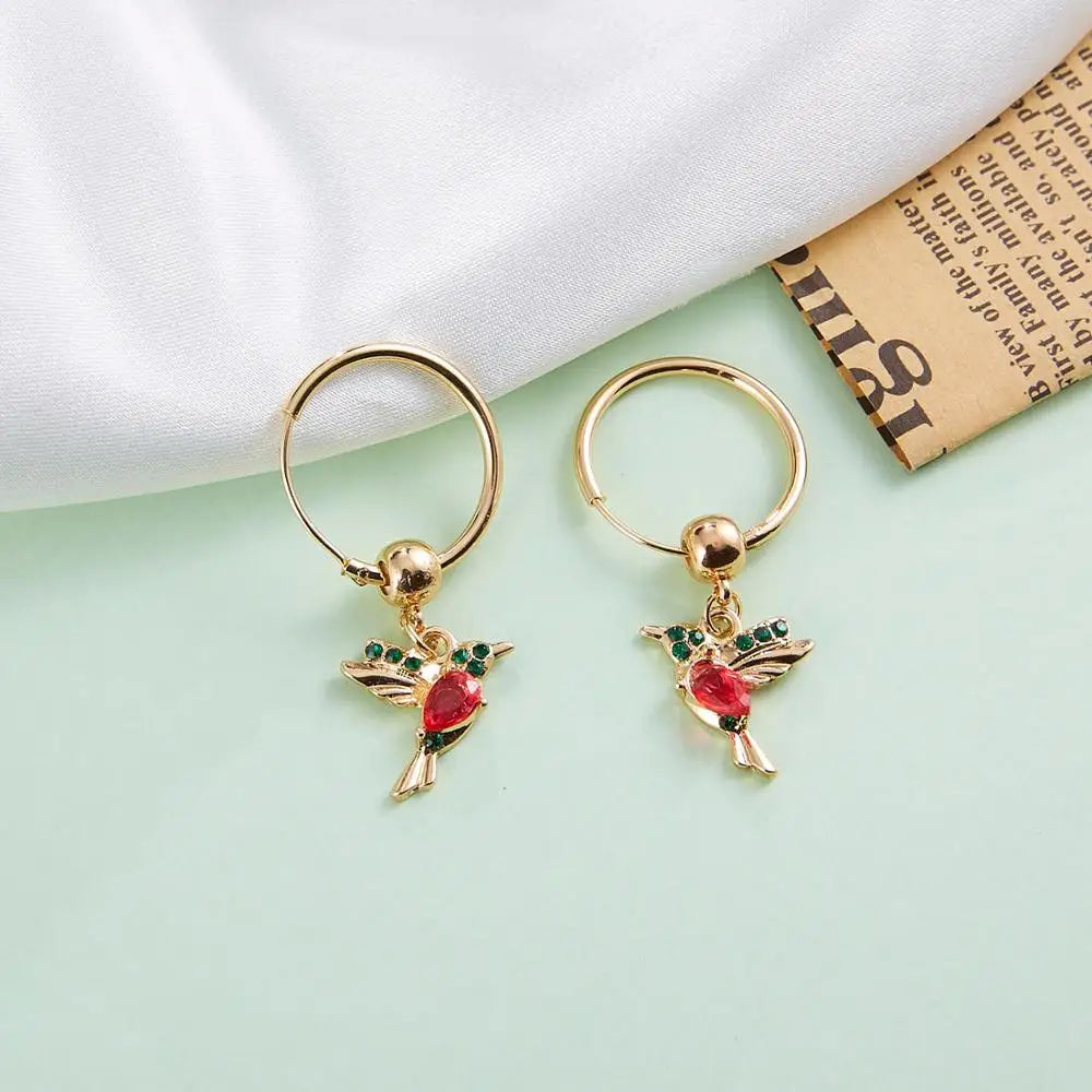 Crystal Hummingbird Pendant with Long Tassel