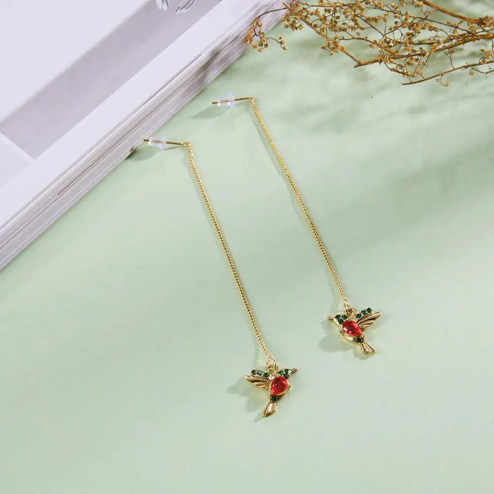 Crystal Hummingbird Pendant with Long Tassel