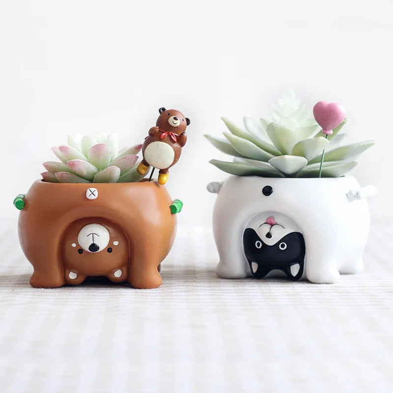 Upside Down Cute Animal Flower Pots - Resin Planters