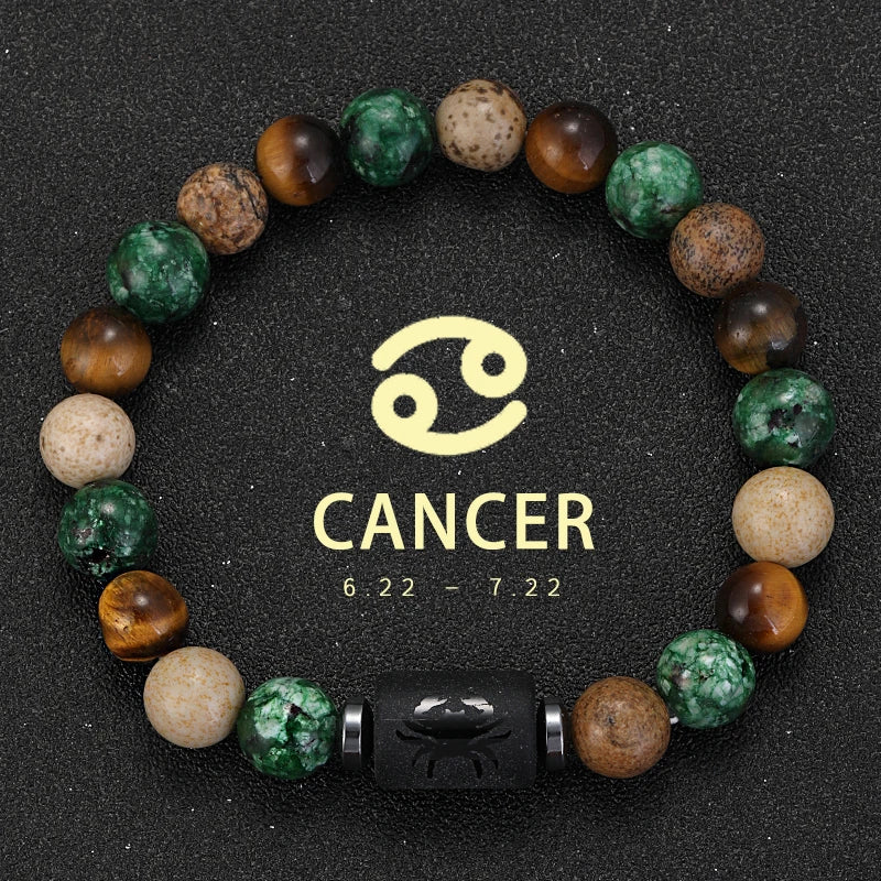12 Zodiac Signs Natural Stone Bracelets