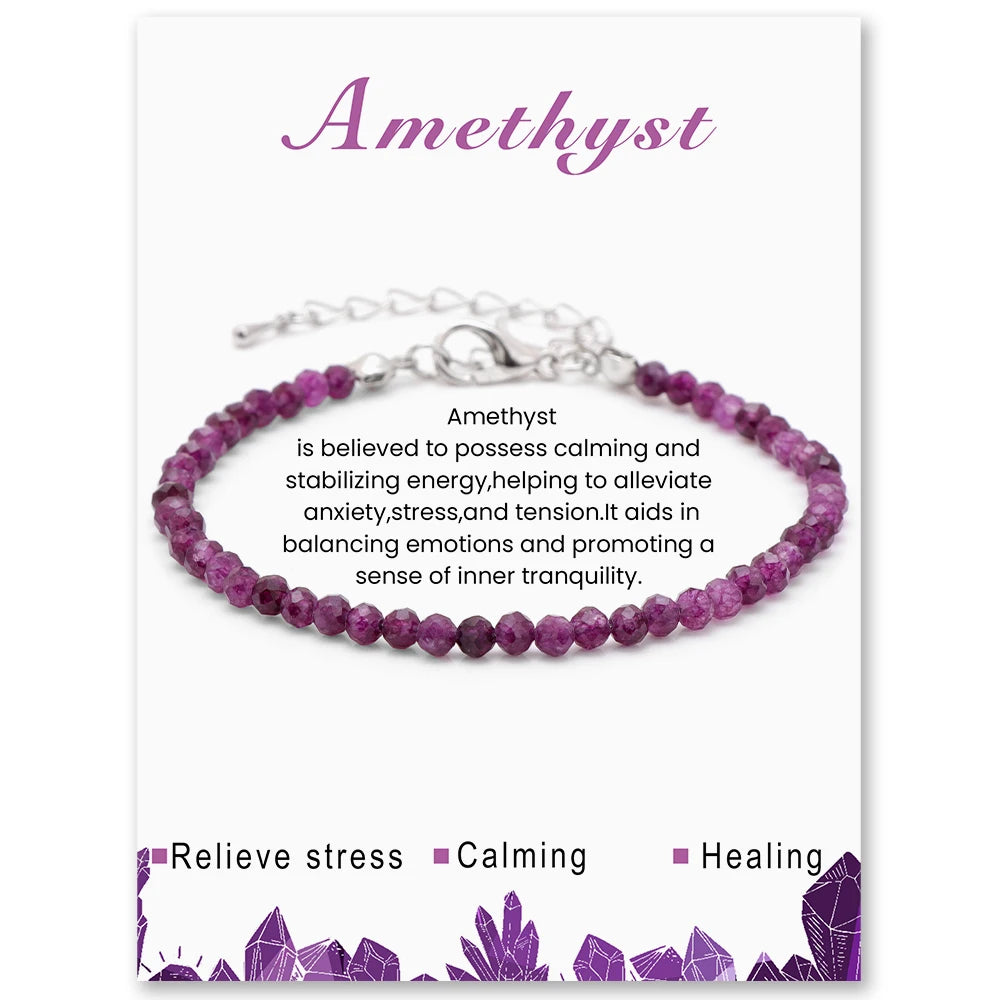 3mm Natural Faceted Multi Gemstone Bracelet