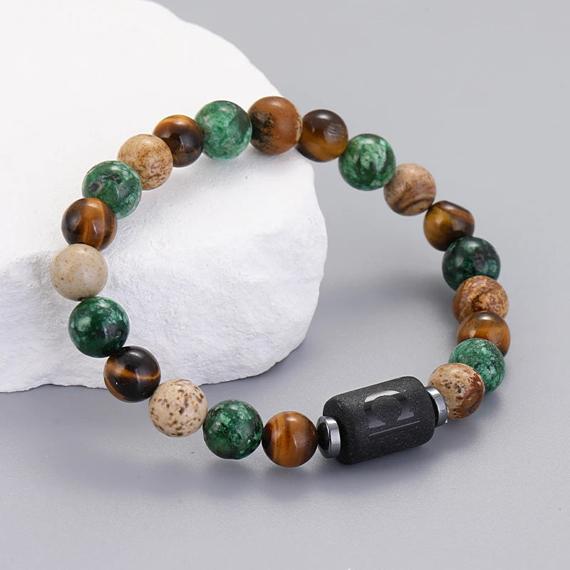 12 Zodiac Signs Natural Stone Bracelets
