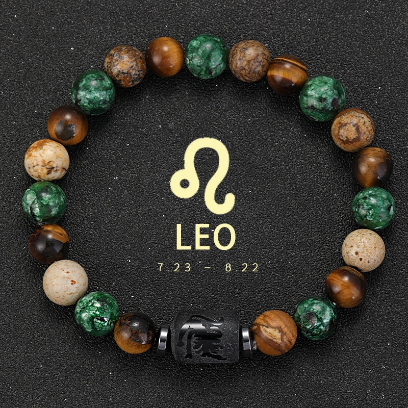 12 Zodiac Signs Natural Stone Bracelets