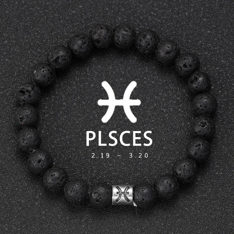12 Zodiac Signs Natural Stone Bracelets