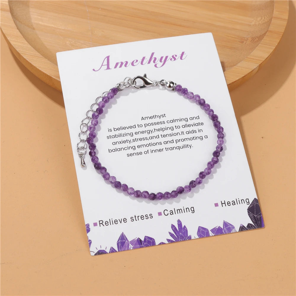 3mm Natural Faceted Multi Gemstone Bracelet