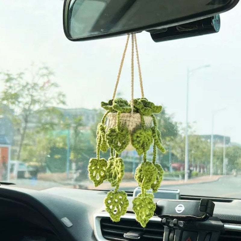 Hanging Plant Crochet for Car Decor - Handmade Car Accessory