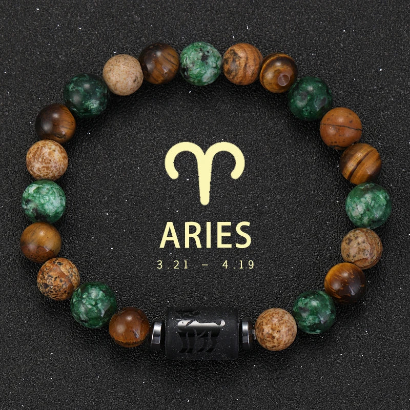 12 Zodiac Signs Natural Stone Bracelets