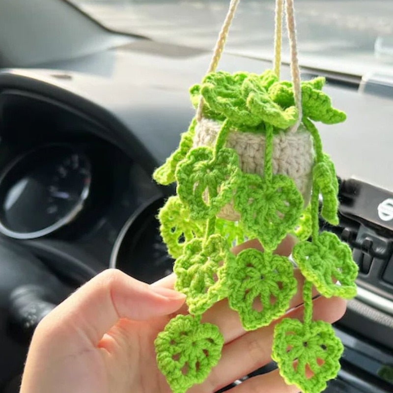 Hanging Plant Crochet for Car Decor - Handmade Car Accessory Just a Gift Shop