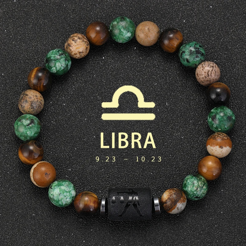 12 Zodiac Signs Natural Stone Bracelets