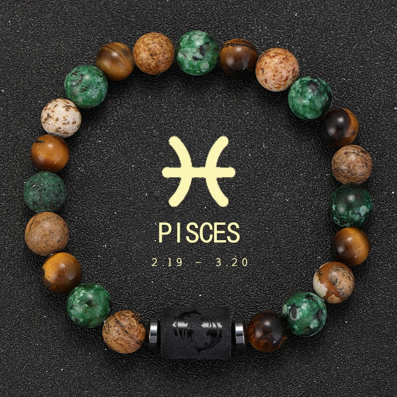 12 Zodiac Signs Natural Stone Bracelets