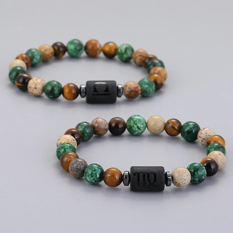 12 Zodiac Signs Natural Stone Bracelets