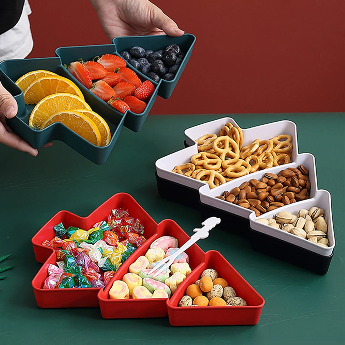 Christmas Tree Shaped Fruit Plate – Festive Holiday Serving Platter for Parties