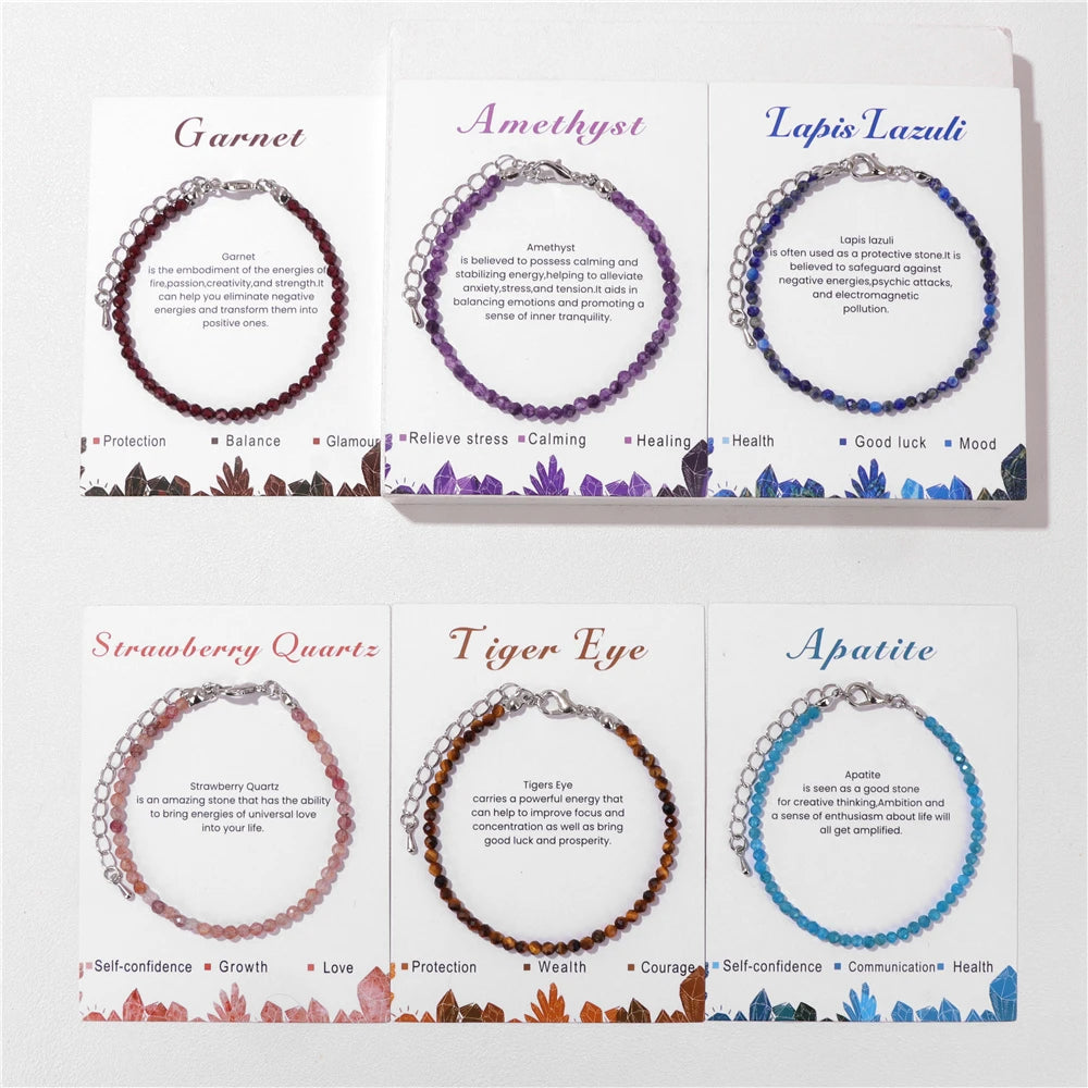 3mm Natural Faceted Multi Gemstone Bracelet