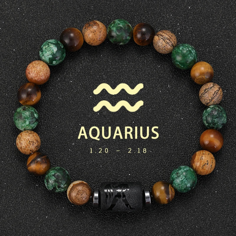 12 Zodiac Signs Natural Stone Bracelets