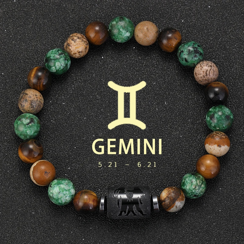 12 Zodiac Signs Natural Stone Bracelets
