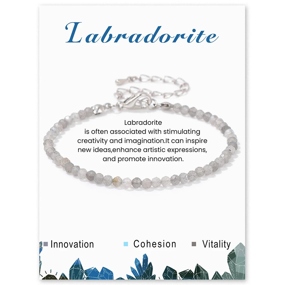 3mm Natural Faceted Multi Gemstone Bracelet