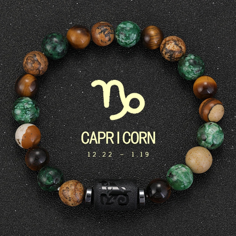 12 Zodiac Signs Natural Stone Bracelets