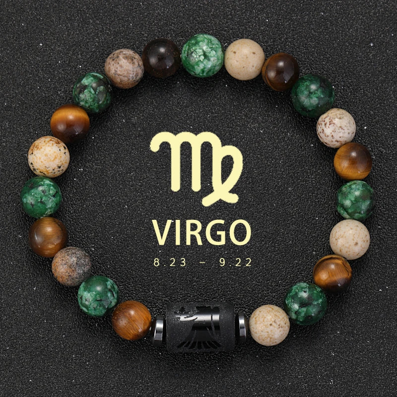 12 Zodiac Signs Natural Stone Bracelets