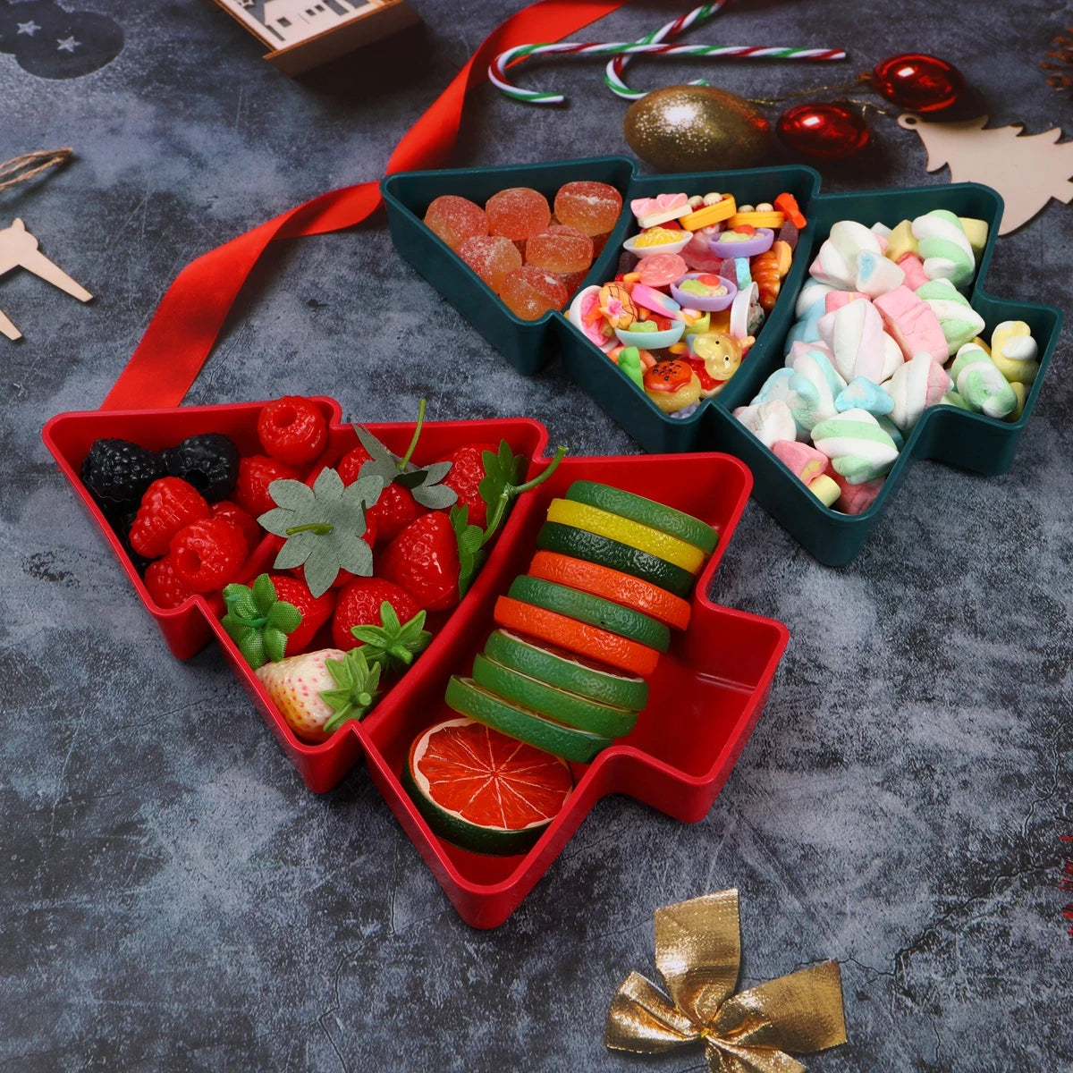 Christmas Tree Shaped Fruit Plate – Festive Holiday Serving Platter for Parties