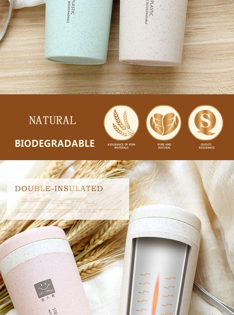 Reusable Wheat Fibre Double Layer Coffee Cups - Eco-Friendly and Recyclable Just a Gift Shop