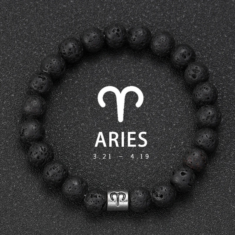 12 Zodiac Signs Natural Stone Bracelets