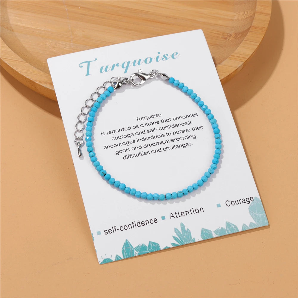 3mm Natural Faceted Multi Gemstone Bracelet