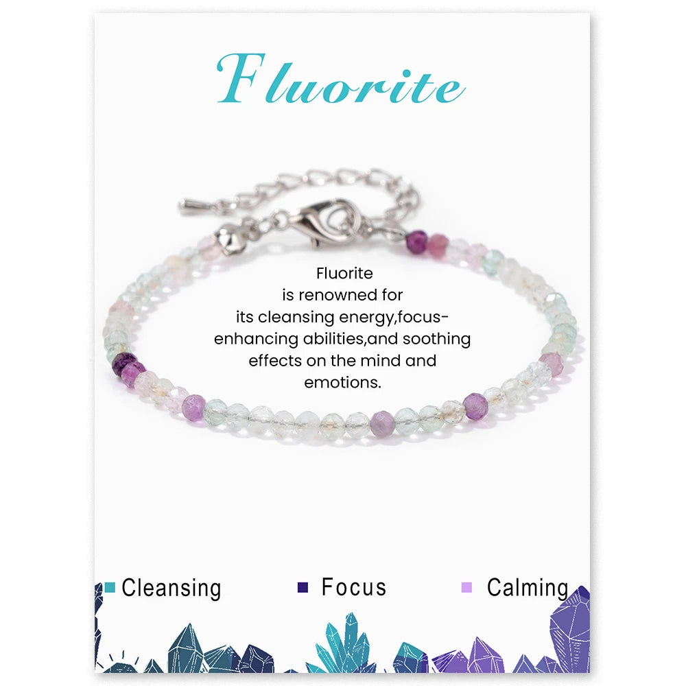 3mm Natural Faceted Multi Gemstone Bracelet