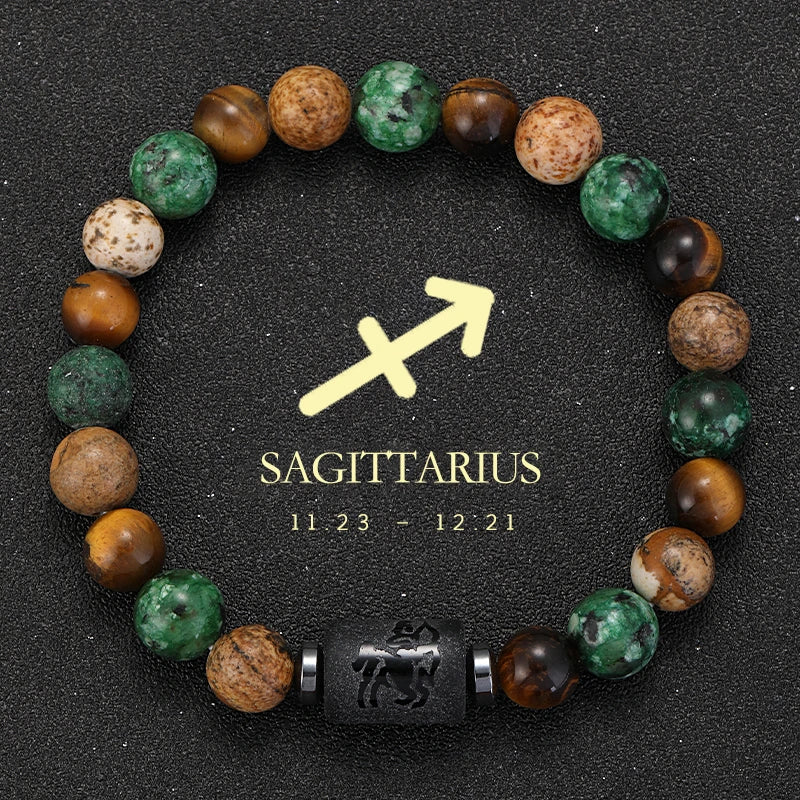 12 Zodiac Signs Natural Stone Bracelets
