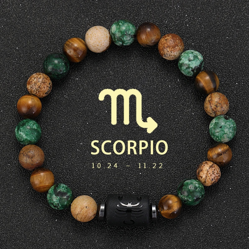 12 Zodiac Signs Natural Stone Bracelets