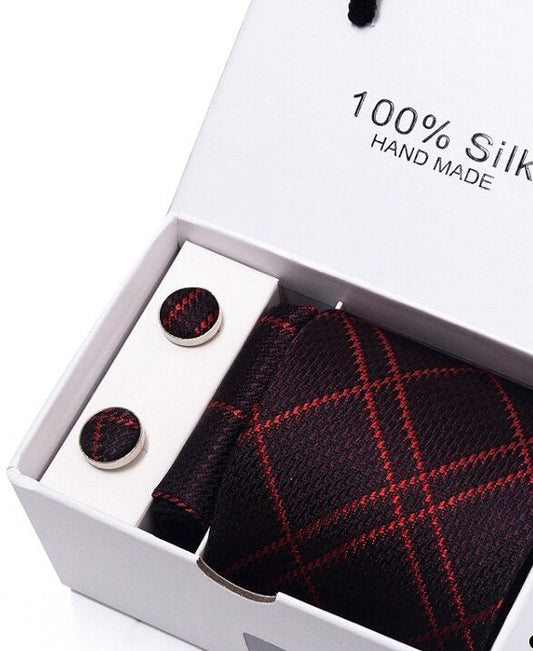 Gift for Men, 3 peice Tie, Cufflinks and pocket square. Just a Gift Shop