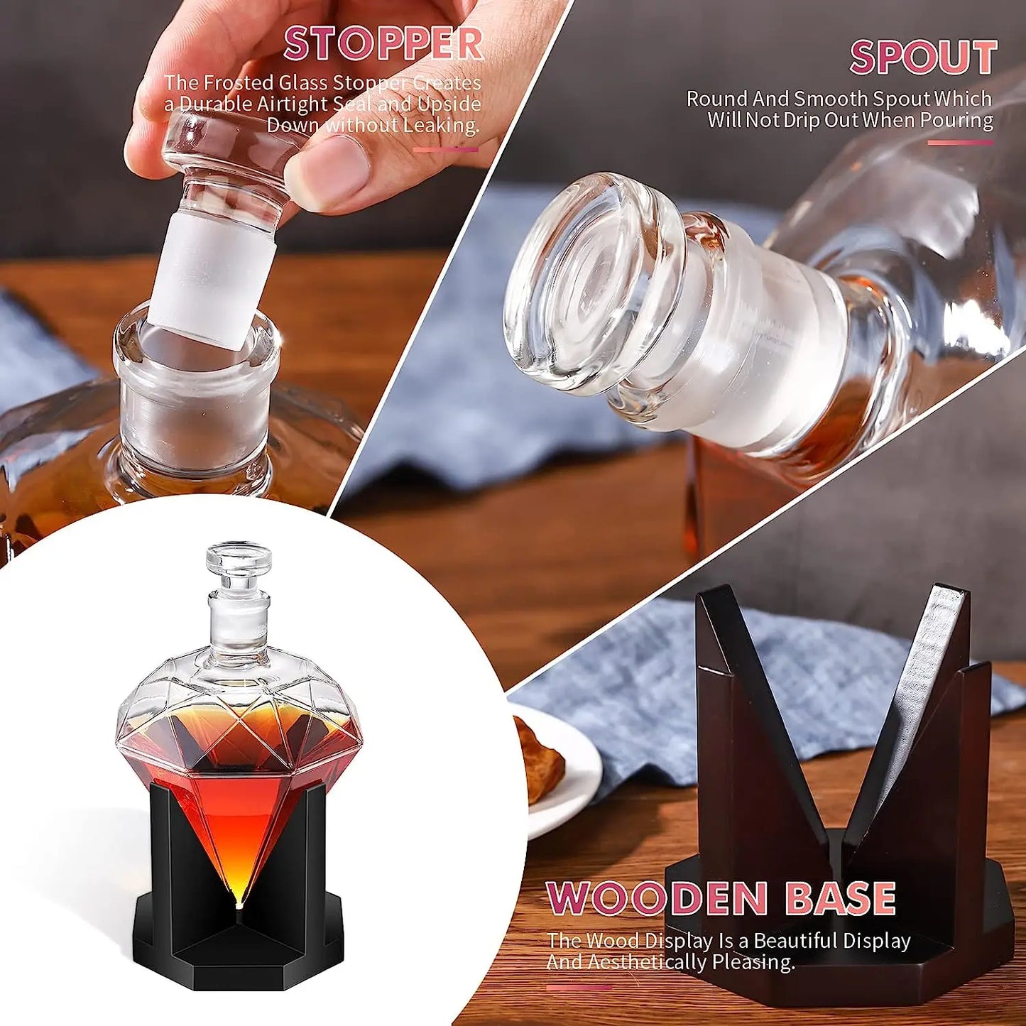 Luxury Diamond-Shaped Whiskey Decanter - Perfect Gift for Whiskey Lovers