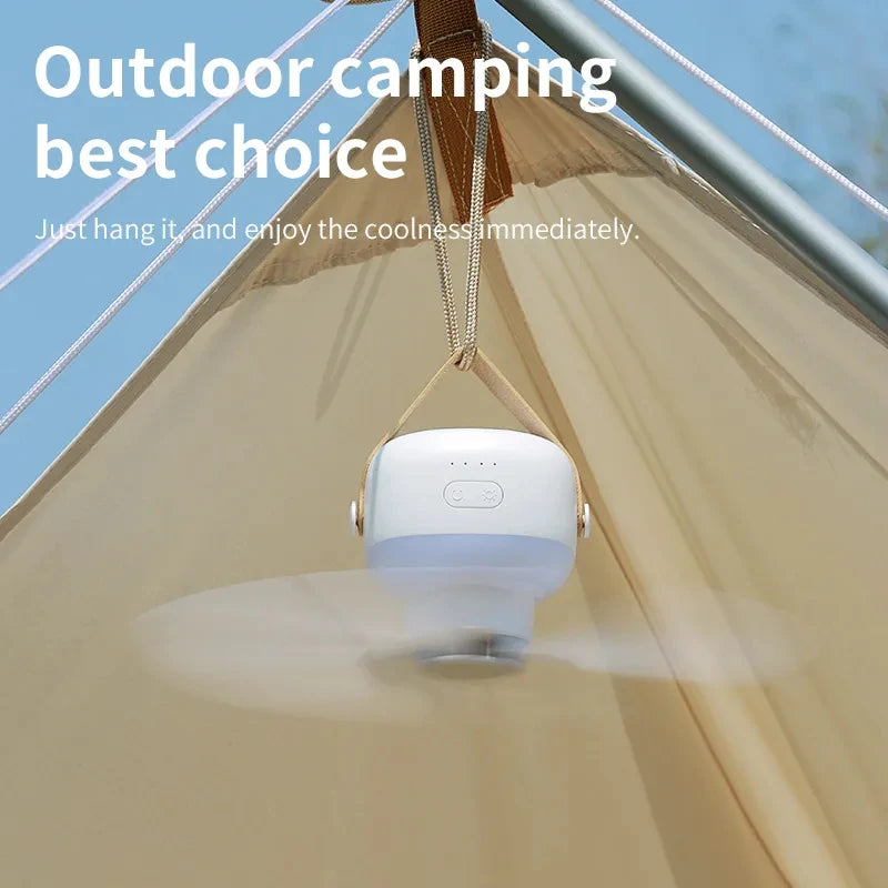 Portable Ceiling Fan for Camping with LED Light & Remote Control