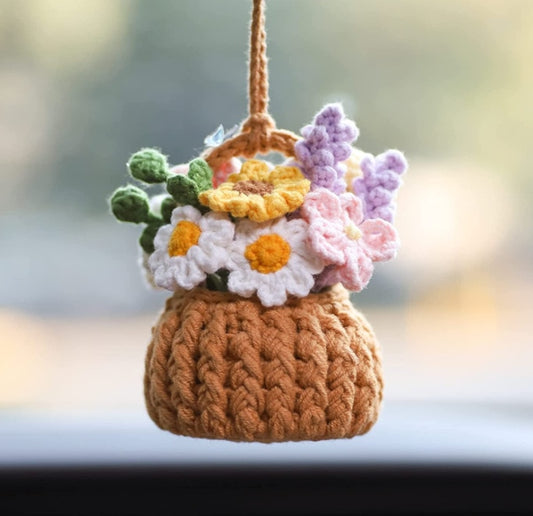 Hanging Plant Crochet for Car Decor - Handmade Car Accessory